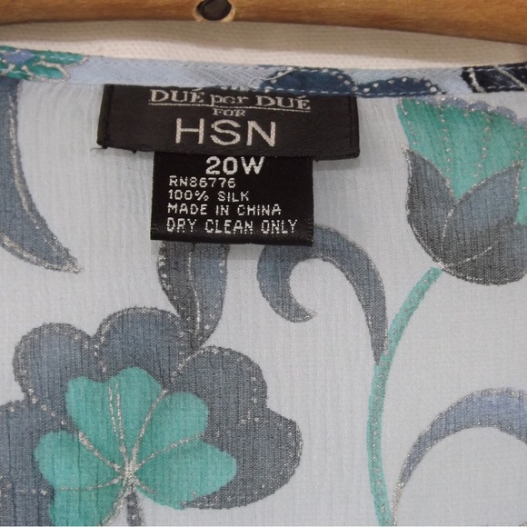 DUE Per DUE for HSN Women Plus size 100% Silk 2X Long Sleeves Blouse - Picture 3 of 9